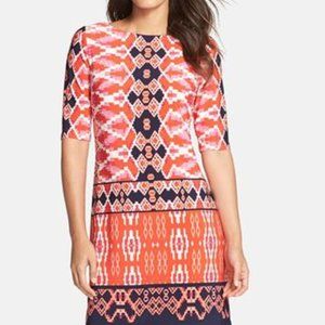 Eliza J, Jersey A Line Shift Dress, Red/Navy. 12